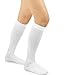 TeeHee Microfiber Compression Socks with Rib - Comfort, Soft, Relieve Leg Fatigue Knee High, White, Large