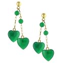 14K Double-Heart Cornelian Drop Earring