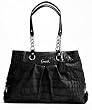 Authentic Coach Ashley Embossed Exotic Leather Carryall Satchel Bag 17661 BLACK