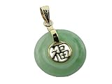 Light Green Jade Mini Fortune Round Pendant, 14k Gold