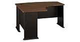 Sienna Walnut and Bronze Left LBow Front Desk Shell Sienna Walnut Top/Bronze Base