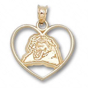 311GXQjJtPL Pittsburgh Panthers Solid 14K Gold Panther Heart Pendant