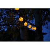 Outdoor Living : Aurora Glow - Glass Solar String Lights - Amber (Amber) (3'H x 12'W x 3'D)