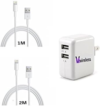 VMwireless Universal 15W 3.1A (2.1A,1A) dual port high-speed USB Wall/Home Charger power adapter with 1M/3FT , 2M/6FT USB charging cable cord for Iphone 6/6Plus/5/5S/5C Ipod Touch 5G Nano 7G Ipad Air/Air2 Ipad 2/3/4 Samsung S3/4/5/6 Note 2/3/4 HTC Bluetooth Headset GPS..... Compatible with IOS8