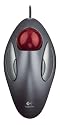 Logitech Marble Trackball Maus schnurgebunden silber-rot