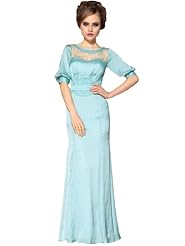 Sweetheart Mermaid Long Sleeves 2014  Jeweled Pleated Satin/Silk Evening Dress  With Rhinestones