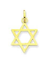 14K Yellow Gold Star of David Pendant Charm Jewelry