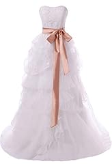 Organza Lace Belted Wedding Dress 