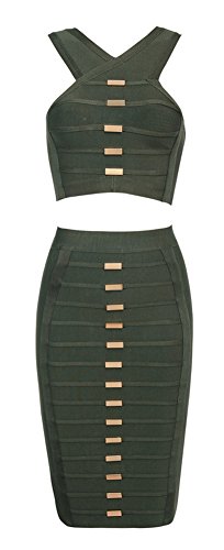Whoinshop Women's Clubwear Outfit Slim Fit 2 Pieces Set Bandage Dress