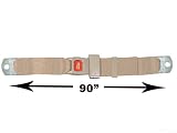2-Point Lap Seat Belt, Tan, 90 Inch Length, with Push Button Release