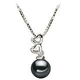PearlsOnly Amber Black 6-7mm AA Japanese Akoya Sterling Silver Pearl Pendant