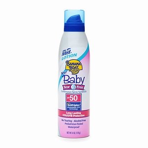 Banana Boat Baby Tear Free SPF 50 Continuous Spray Sunscreen, 8 Oz. (Pack of 2) + Banana Boat Baby SPF 50 0.55 oz Sunscreen Stick