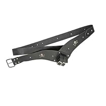Black Leather Skull and Crossbones Pirate Costume Belt w/ Sword Frog