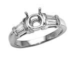 0.35 cts Baguette Diamonds Engagement Ring - Platinum, 14kt & 18kt White or Yellow Gold