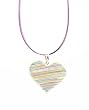 Necklace - XP-16 - Genuine Handmade Dichroic Glass Pendant - Heart Shaped - Hung on a 16" Stainless Steel Lavender Colored Multi-Strand Cord ~ Lavender Color - All Findings are made of .925 Sterling Silver