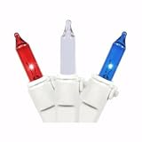 Vickerman 10032 - 100 Light White Wire Red / White / Blue Icicle Light Christmas Light String Set (W6W4331)