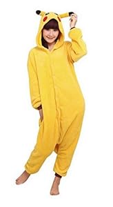 Lath.pin® Unisex Costume Animal Pikachu Cosplay Onesie Adult Pajamas Anime Cartoon Sleepwear (Xl, Pikachu)