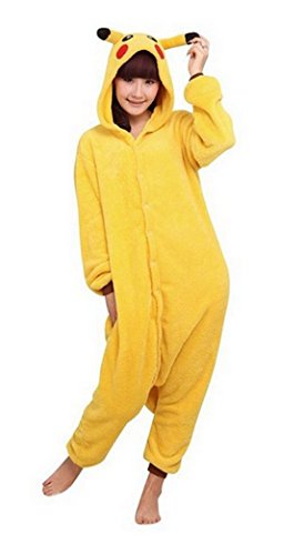 Lath.pin® Unisex Costume Animal Pikachu Cosplay Onesie Adult Pajamas Anime Cartoon Sleepwear (Xl, Pikachu)