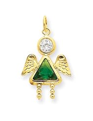 14k Yellow Gold Girl Female Angel May CZ Birthstone Charm