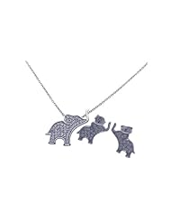 Nickel Free Sterling Silver Pendant & Earring Sets Elephant CZ Set