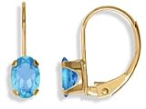 14KT Blue Topaz Leverback Earrings