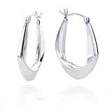 Sterling Silver Polished Graduated Bent Over Hoops