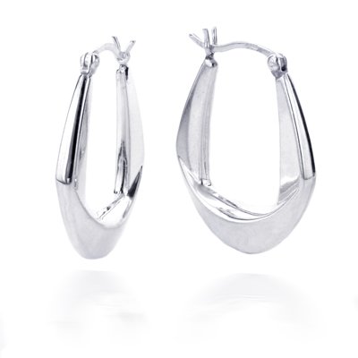 Sterling Silver Polished Graduated Bent Over Hoops