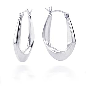 Sterling Silver Polished Graduated Bent Over Hoops