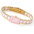 Oniss Ladie's Petite 2-Tone Stainless Steel & Ceramic Bracelet Watch Model ON-391-LG4(Pink Face and Band)