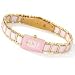 Oniss Ladie's Petite 2-Tone Stainless Steel & Ceramic Bracelet Watch Model ON-391-LG4(Pink Face and Band)