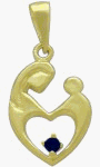 10K Yellow Gold Sapphire Mother & Child Pendant