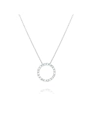 Rhodium Plated 925 Sterling Silver Cubic Zirconia Open Circle Necklace