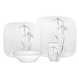 Corelle Square Round 16-Piece Dinnerware Set, Shadow Iris