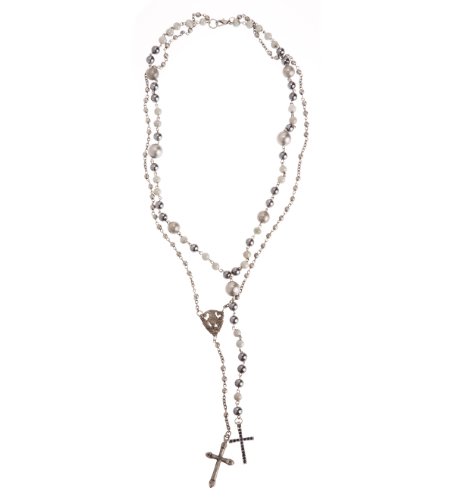 Armani Exchange double cross rosary necklace