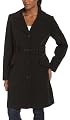 Jones New York Women's Stretch Crepe Single Breasted Button Front Belted Trench, Black, Medium