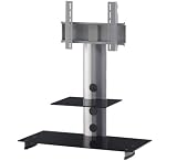 Sonorous PL2200 Black Glass and Silver Aluminium Stand for TV Sizes upto 37inch