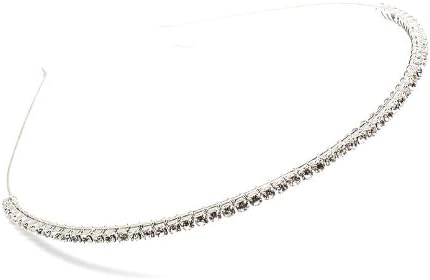 Silver-tone with Clear Crystals Single Row Headband Fashion Accessory