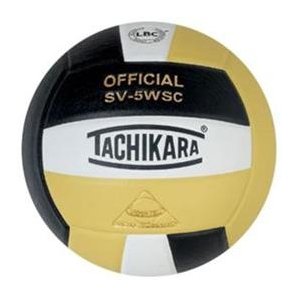 Tachikara SV5WSC Sensi-Tec Composite Leather Volleyball - Black White Vintage Gold