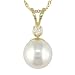 14K Yellow Gold .05ctw Diamond and 7.5-8mm Cultured Pearl Pendant (No chain)