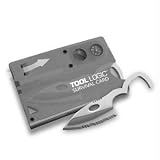 Tool Logic SVC2 Survival Card Ii,Tool Card With Knife, Fire Starter, Whistle, Red Led Flashlight, Translucent Black