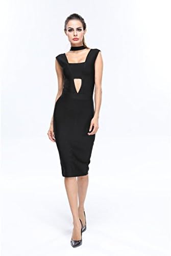 Norboe Women's New Style Black Sleeveless Elegant Long Bandage Evening Dress (L)