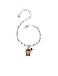 Jewelry: Small Leprechaun with Bow Tie - Red Crystal Drop Bracelet - Delight & Co.