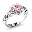 Women's Rosette Rose Color Cubic Zirconia Rhodium Ring, Size: 4-10 Sterling Silver .925