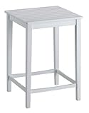 Square Counter Height Table Slat Design Top in White Finish