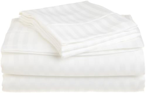 1500 Series 100% Brushed Microfiber 4-piece California King Bed Sheet Set Stripe, White - Deep Pocket, Super Soft and Wrinkle Resistant