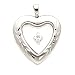 Heart Pendant - 14k White Gold 16mm Diamond and Mother of Pearl Heart Locket Pendant