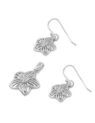 Sterling Silver Sets With Cubic Zirconia - Plumeria