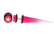 Fake Acrylic Taper - Pink and White Sparkle with White Star Logo - 16g Wire Stud - 0 Gauge - 47.5mm Length - Sold as a Pair