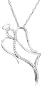 Sterling Silver 1/5 cttw Diamond Angel Pendant