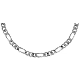 14K White Gold Solid Figaro Link Chain Necklace or Bracelet, 6.2mm wide by 14